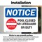 Signmission Pool Closed No Lifeguard On Duty Sign With Symbol, 5 in W x Rectangle, Vinyl Decal OS-2PACK-NS-D-35-L-17677 - alternate 3